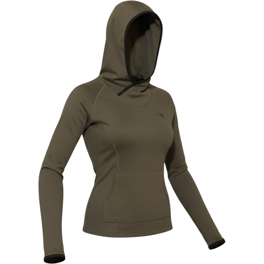 The North Face Hoodie Womens S Olive Green VaporWick Active Pullover Thumbholes